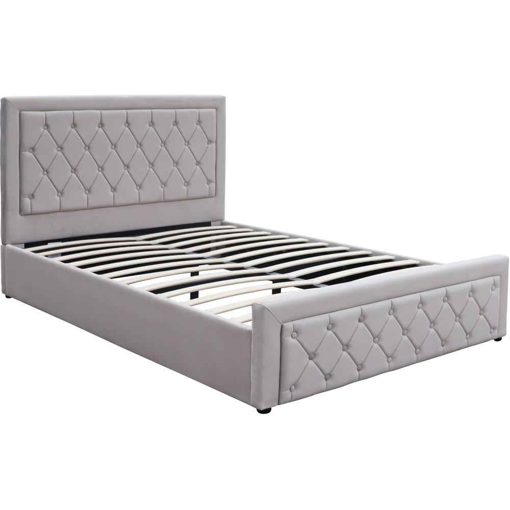 Kosy Koala Double Grey Velvet Tufted Gaslift Ottoman Bed with Mattress Image 2
