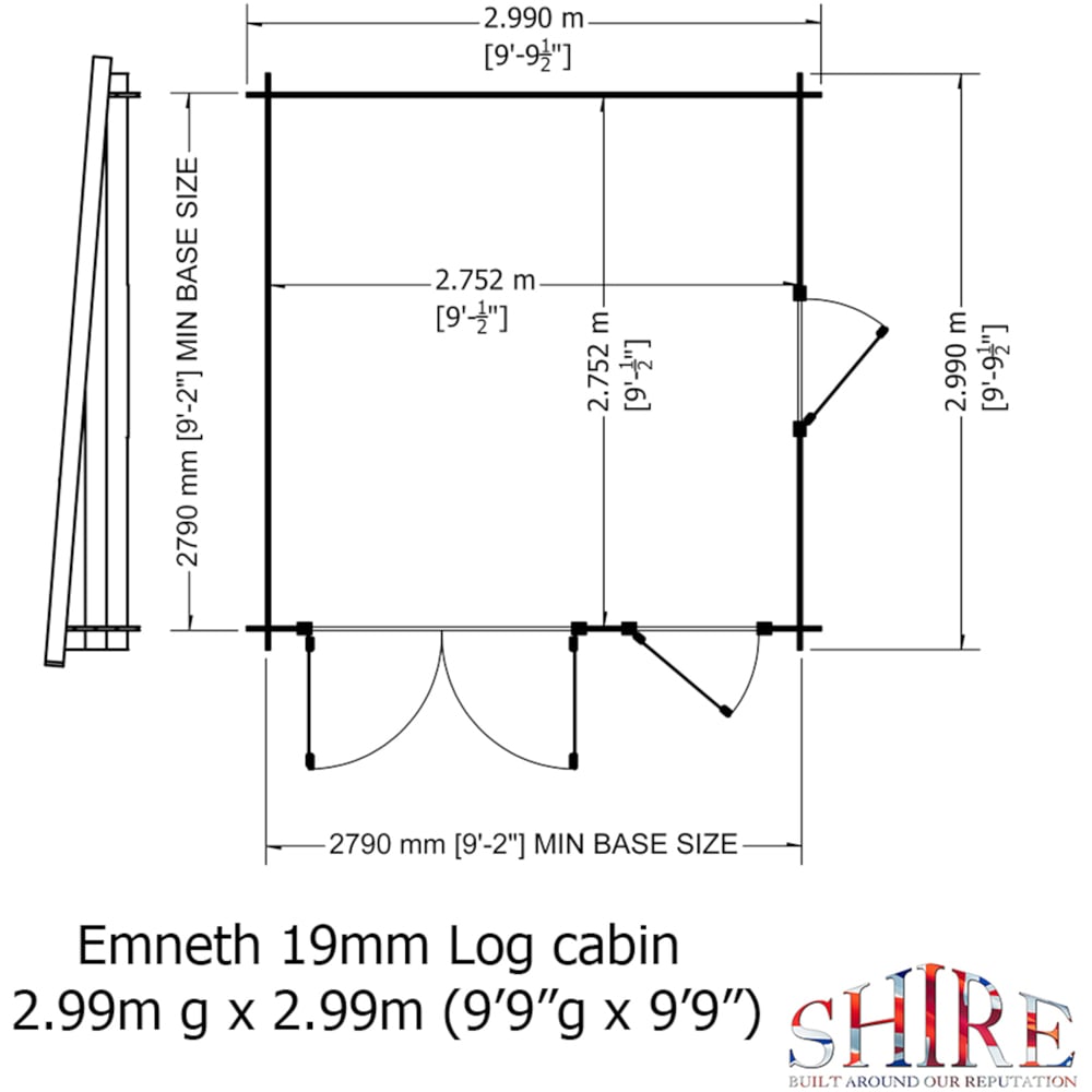 Shire Emneth 10 x 10ft Double Door Log Cabin Image 8