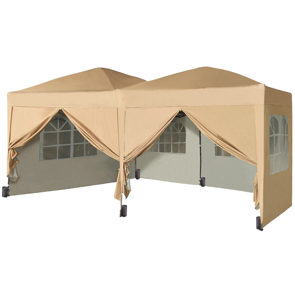 Beige 3 x 6m Pop Up Gazebo with Removable Sides Image 2