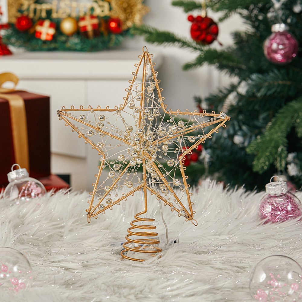 Living and Home Modern Metal Pre-Lit Star Christmas Tree Topper Image 5