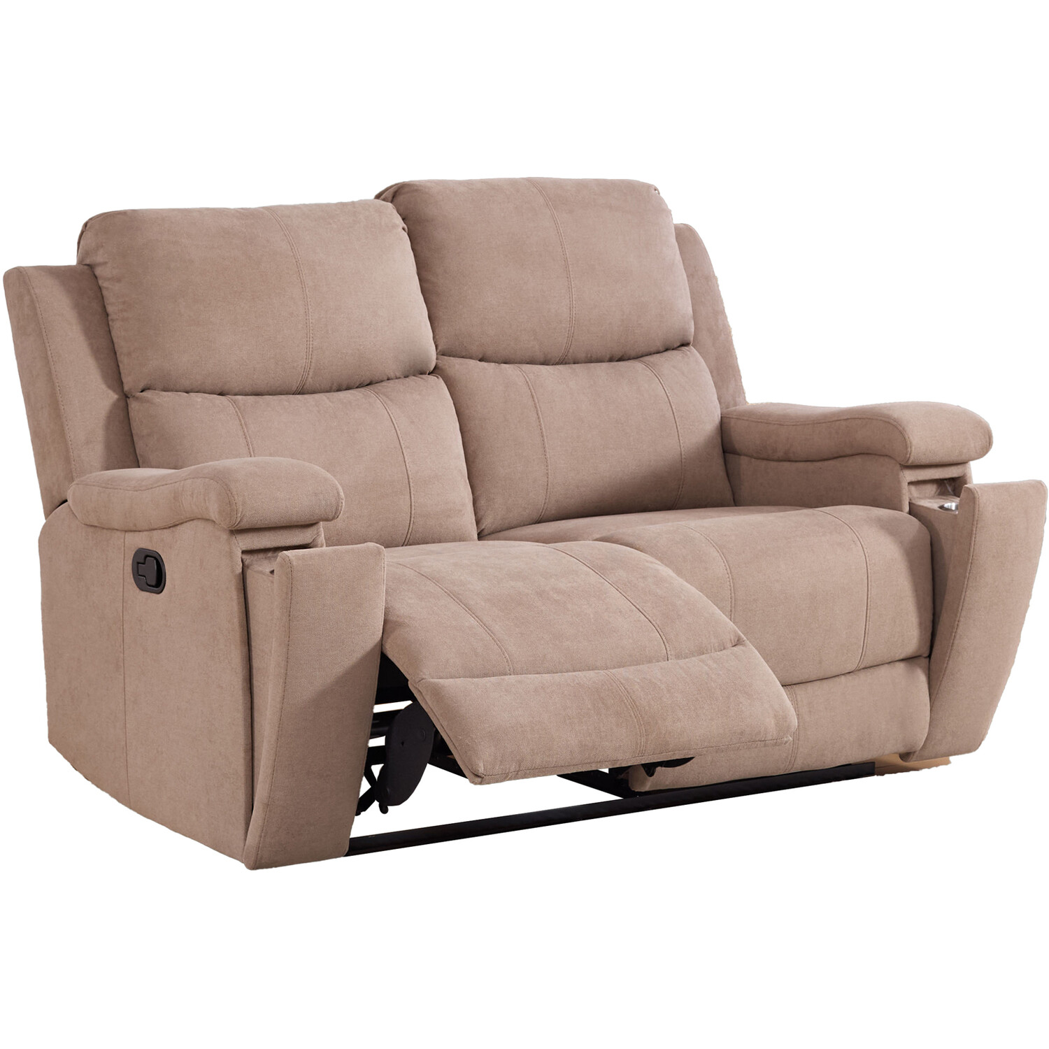 Ledbury 2 Seater Beige Fabric Manual Recliner Sofa Image 4