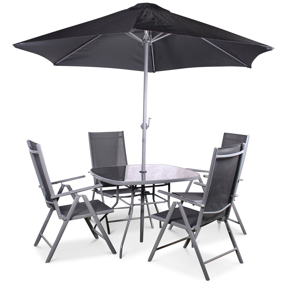 Royalcraft Rio 4 Seater Recliner Dining Set Black Image 2
