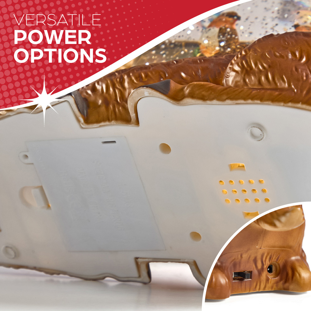 The Christmas Workshop Warm White LED Golden Reindeer and Robin Light Up Snow Globe 26cm Image 6