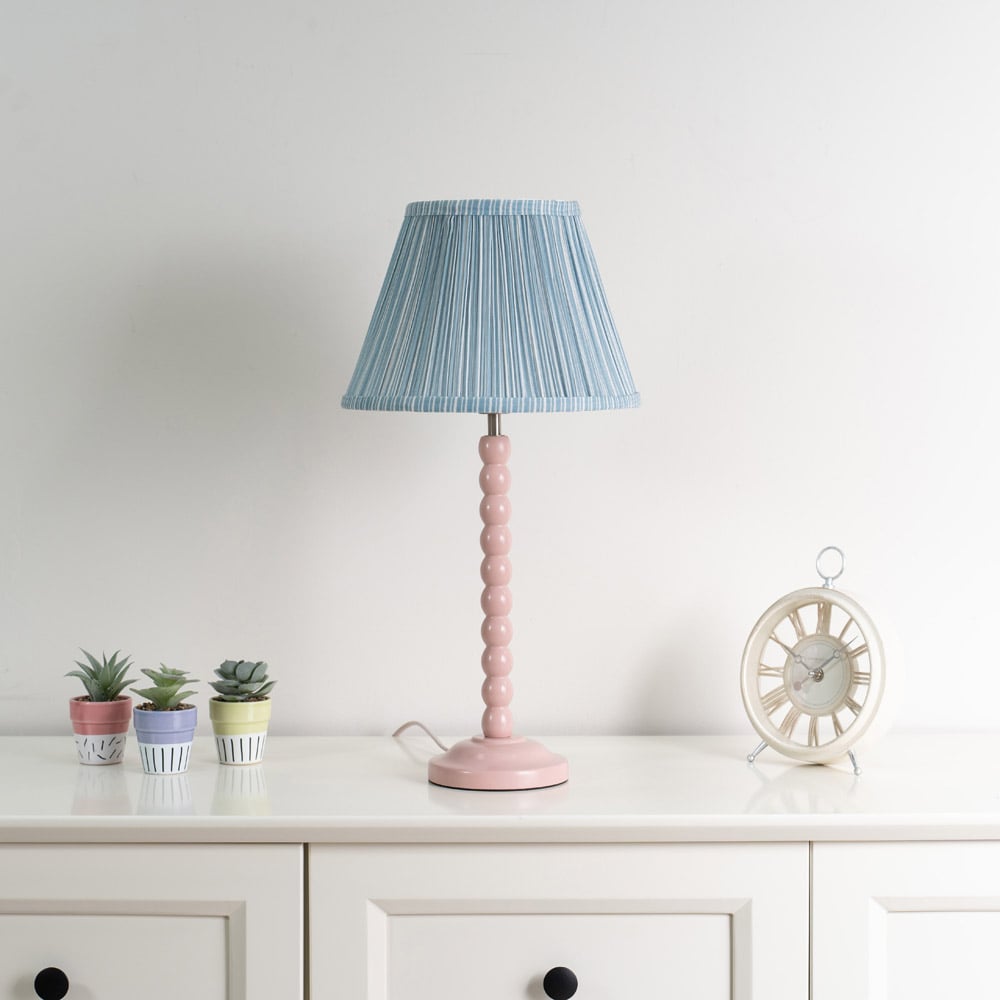 ValueLights Bobbins Blue Stripe Shade Rose Pink LED Floor Lamp Image 5