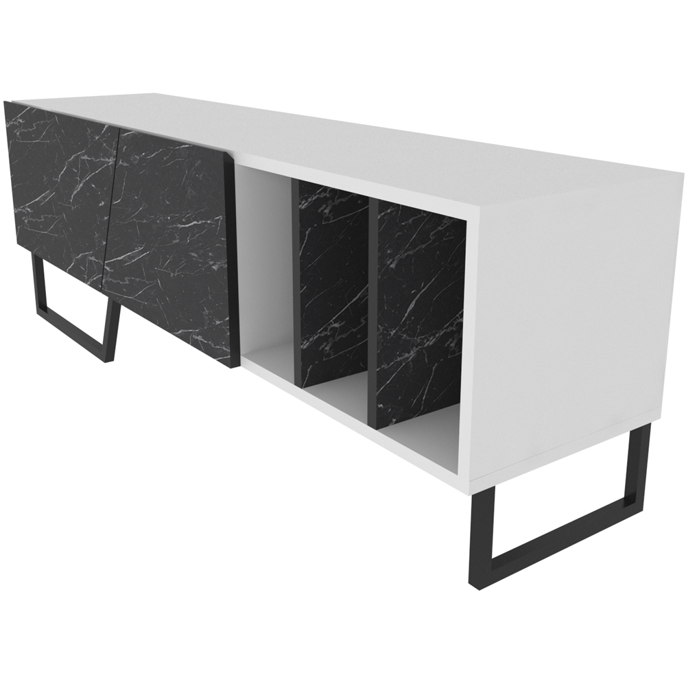 Decorotika Linossa 3 Shelf White and Black Marble TV Unit Image 6