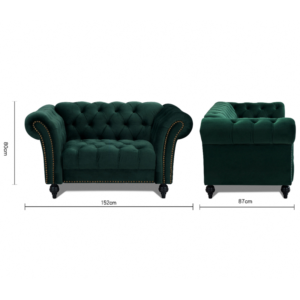 Home Detail Mayfair Green Velvet Curved Sofa Chair Image 9