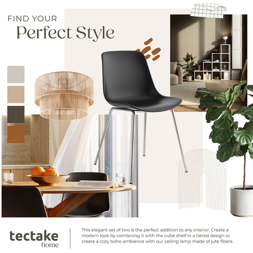 tectake Mave Set of 2 Black and Chrome Ergonomic High Backrest Dining Chair Image 7