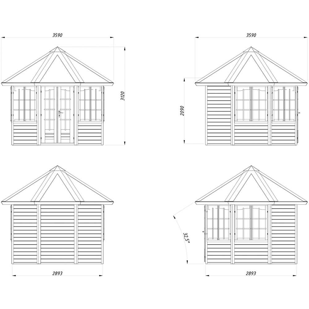 Palmako Veronica 9.5 x 9.5ft Apex Summerhouse Image 8