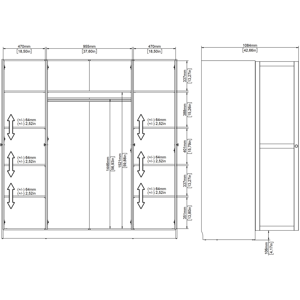 Florence Brande 4 Door White Wardrobe Image 9