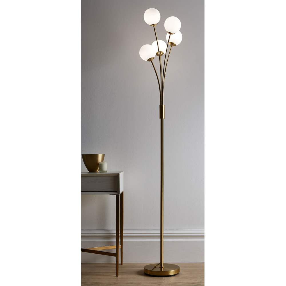 Kliving Mabel 5 Light Satin Brass Floor Lamp Image 3