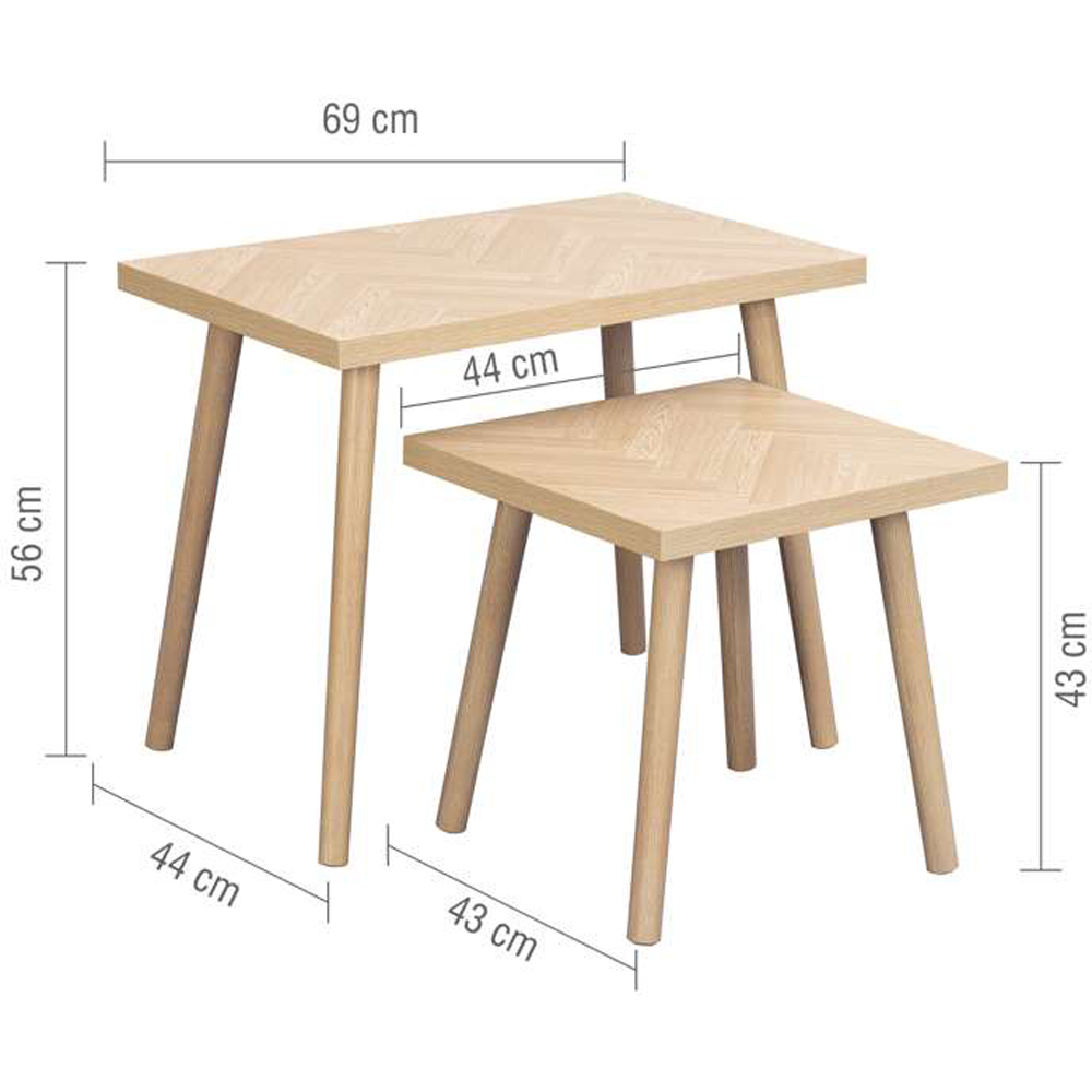 Birlea Herringford Oak Nesting Tables Set of 2 Image 9