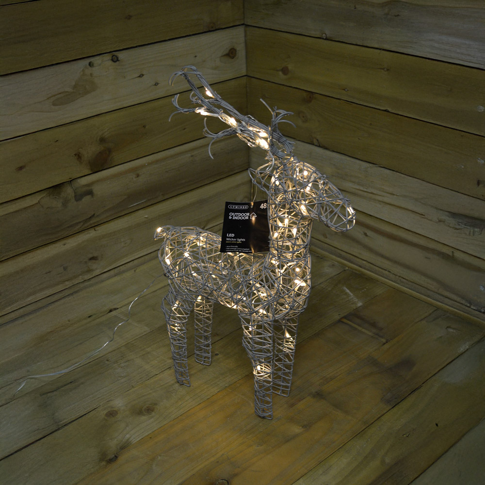 Samuel Alexander Warm White LED Grey Wicker Standing Reindeer Christmas Decoration 60cm Image 8