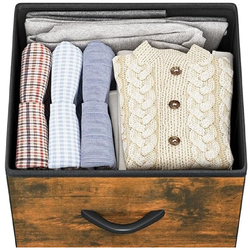 Modcraft 4 Drawer Rustic Brown Fabric Storage Organizer Image 3