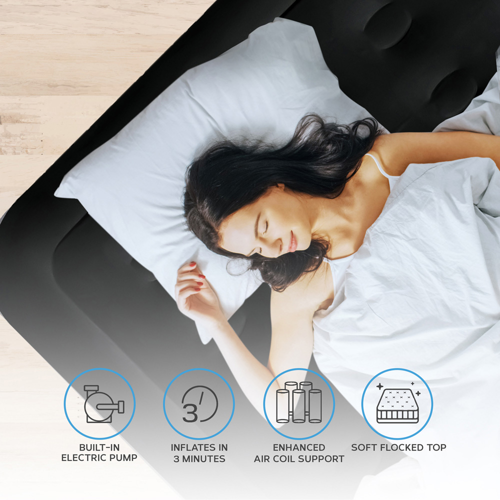 Get Fit Black Mono King Size Inflatable Air Bed with Built-in Electric Pump Image 4