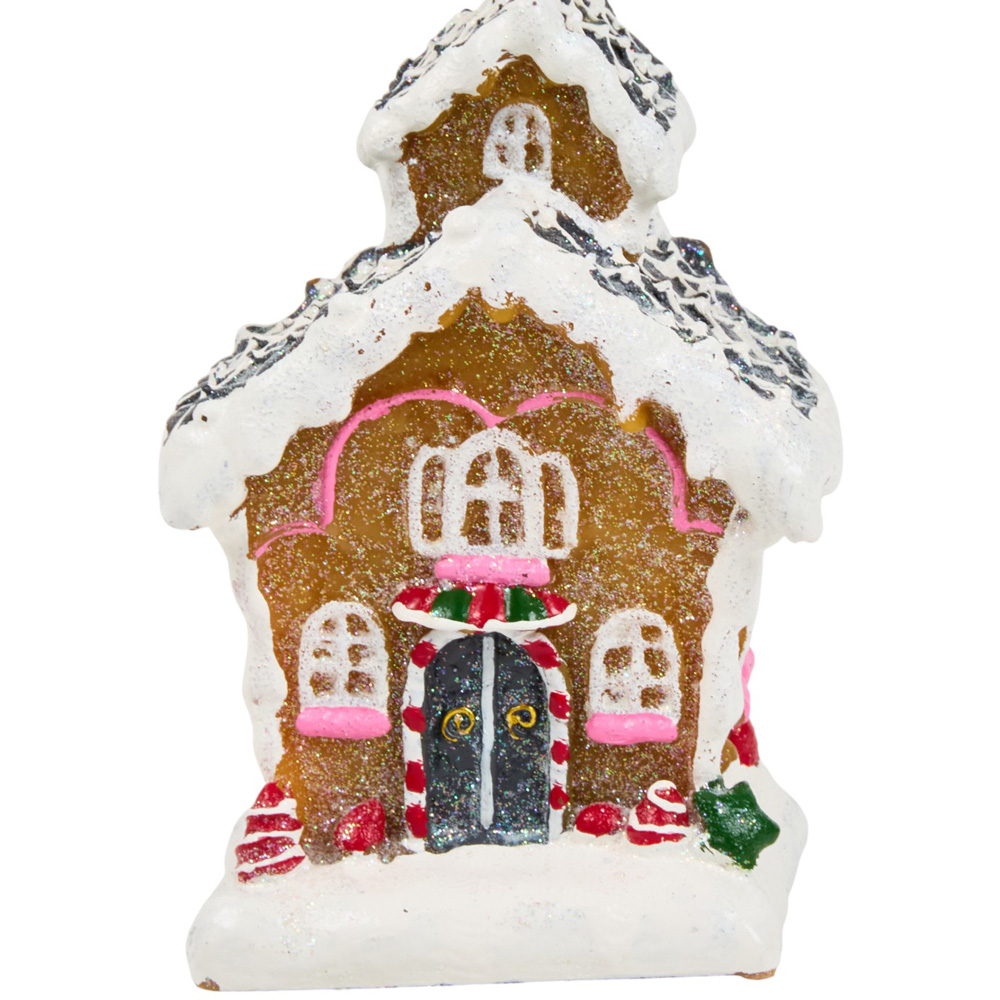 Gingerbread House LED CandleBrown and White Image 3