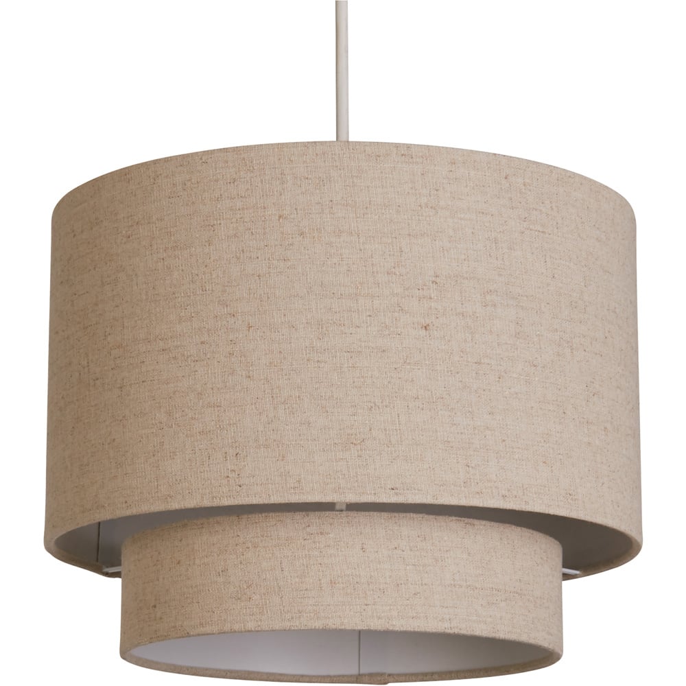Lighting Collection Alina 2 Tier Natural Linen Ceiling Shade Image 1