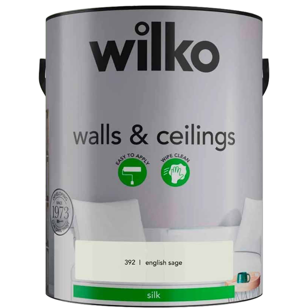 Wilko Walls & Ceilings English Sage Silk Emulsion Paint 5L Image 2