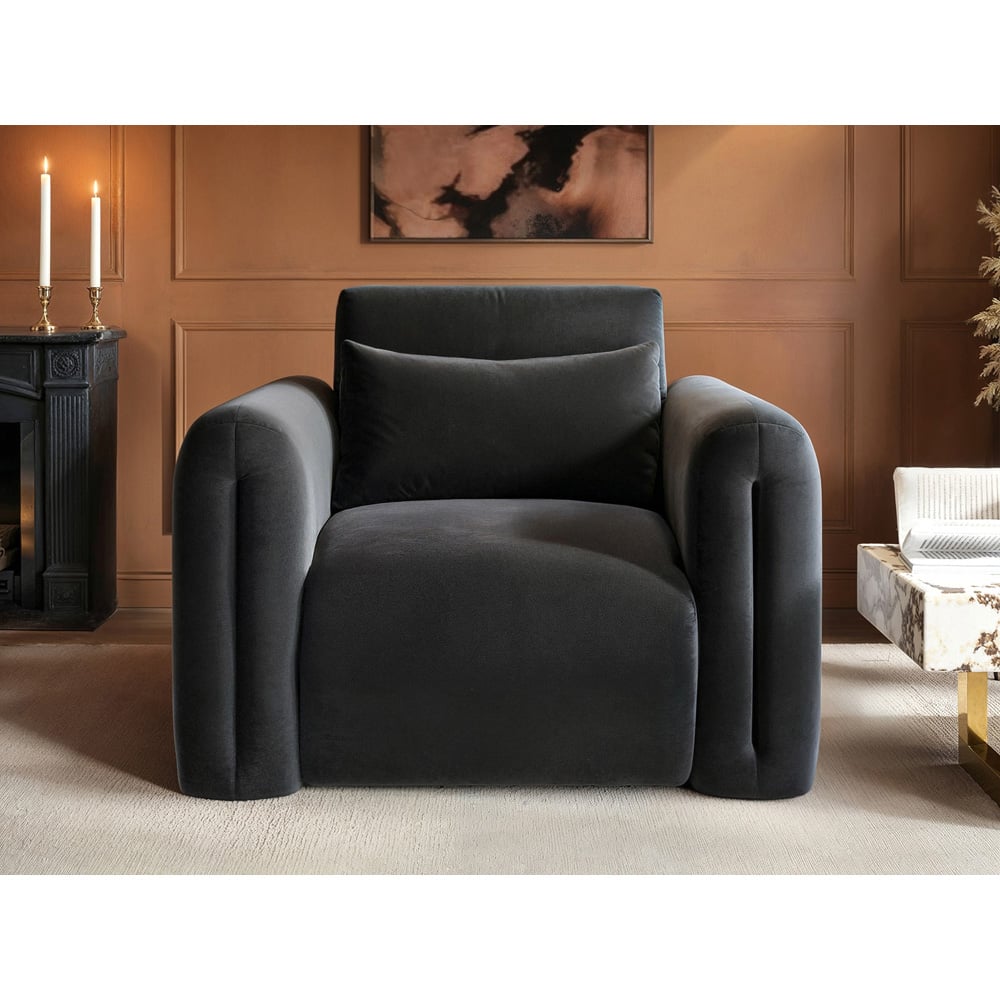 Solace+Co Mabel Grey Velvet Armchair Image 5