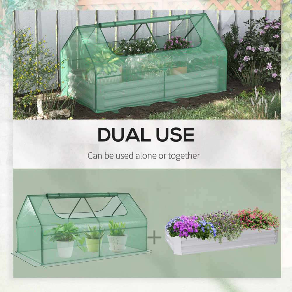 Outsunny Green Raised Garden Bed Planter with Greenhouse Image 4