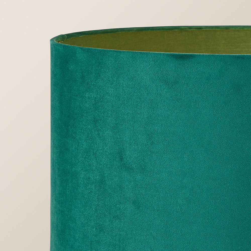 ValueLights Marissa Forest Green Velvet Shade Black Ball LED Floor Lamp Image 3