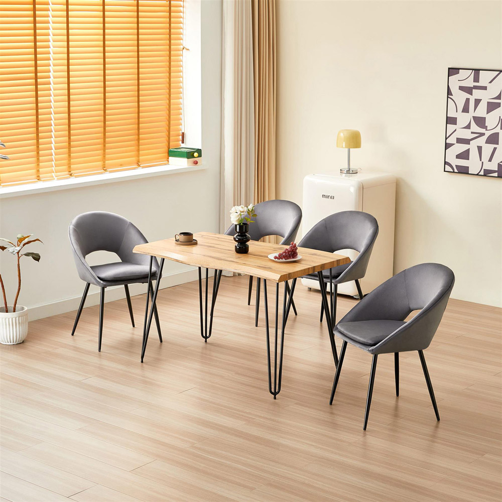 Kosy Koala 4 Seater Rustic Brown Dining Set Grey Image 6