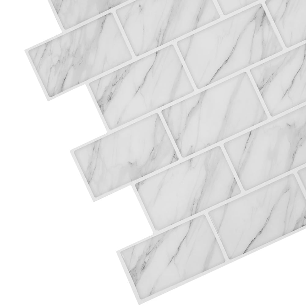 Living and Home White Peel and Stick Marble Wallpaper Tile 30 x 30cm 10 Pack Image 6