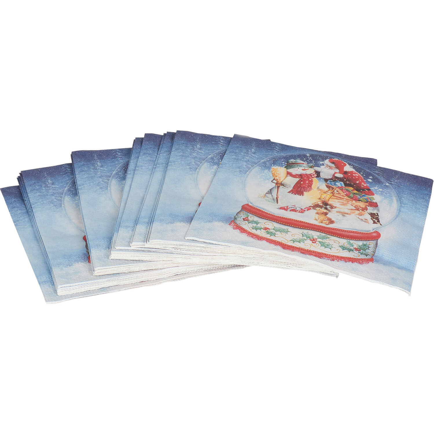 Pack of 20 Snowglobe Napkins - Blue Image 3