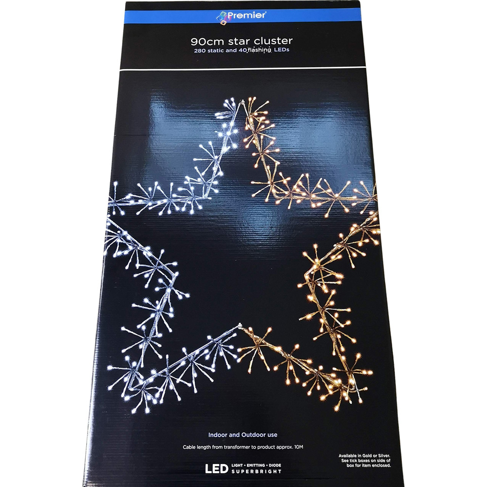 Premier 320 Cool White LED Twinkling Silver Star Silhouette Christmas Decoration 90cm Image 9