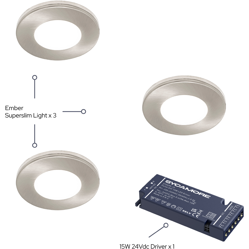 Sorrelis Ember Super Slim Surface Mounted Warm White 3 Light Kit Image 3
