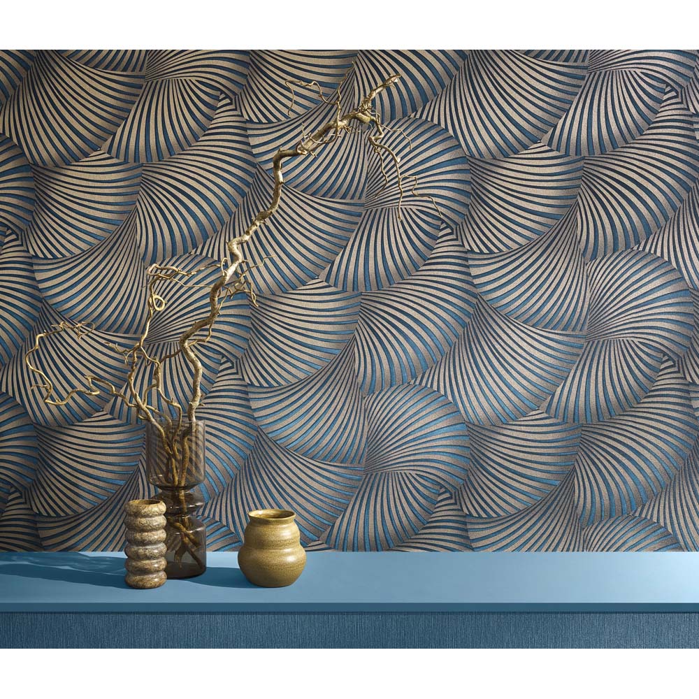 Erismann Twill Blue Vinyl Wallpaper Image 6