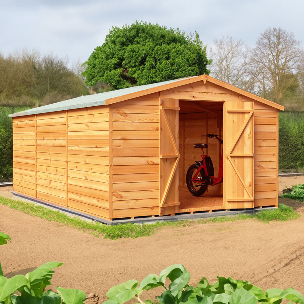 Shire 10 x 15ft Double Door Overlap Apex Wooden Shed Image 3
