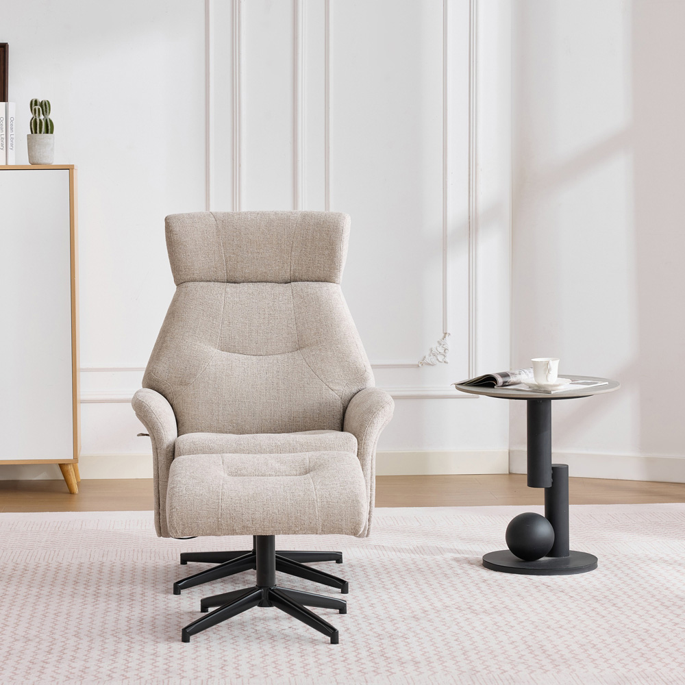 Queensbridge Oatmeal Swivel Chair and Footstool Image 5