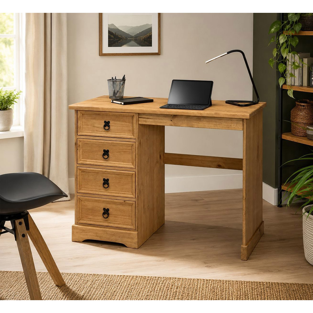 Mews Corona 4 Drawer Waxed Pine Dressing Table Image 4