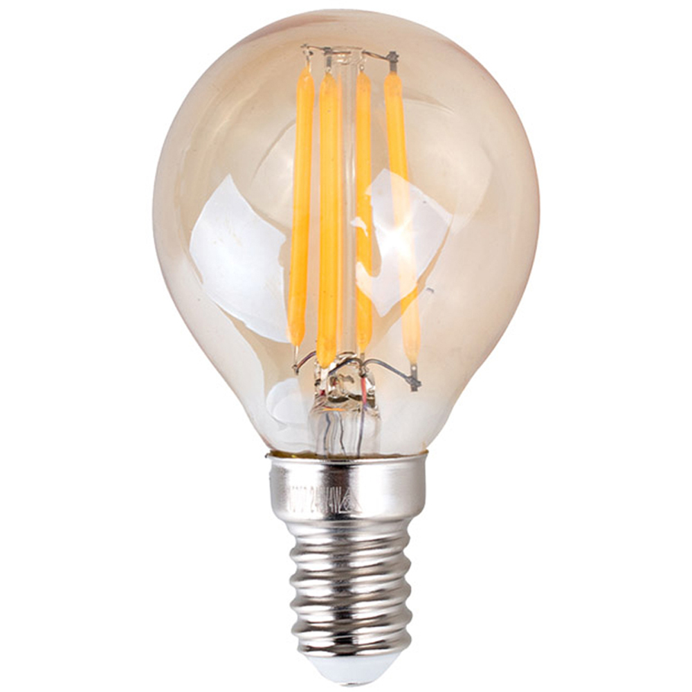 ValueLights 4 Pack SES E14 LED Retro Filament Amber Tinted Golfball 4W Warm White 2700K Light Bulbs Image 1