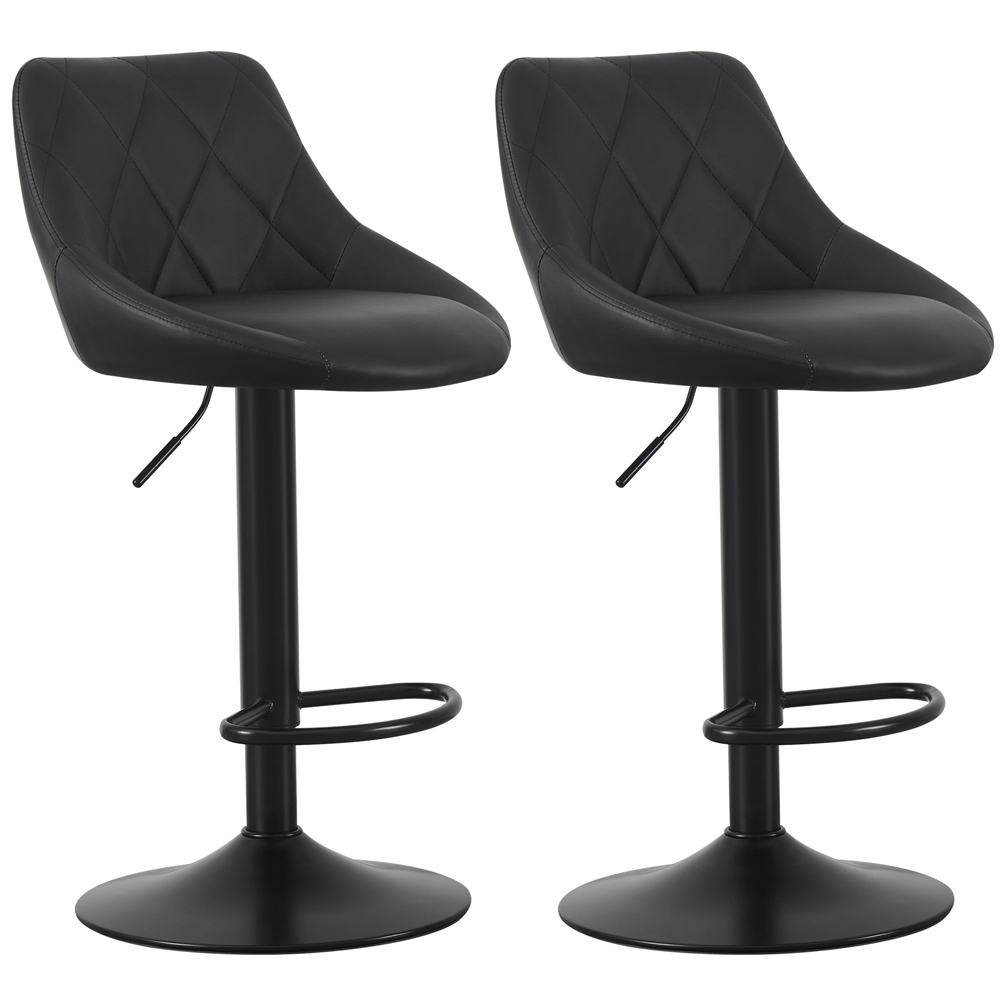 Stanley Black Height Adjustable Kitchen Bar Stool with Footrest Set of 2 Image 2