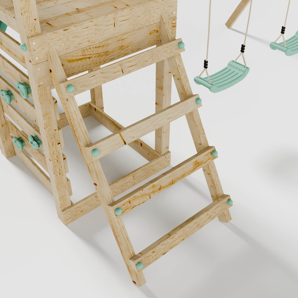 Mercia Mountain Climbing Frame Play Tower with Slide and Double Swing Image 7