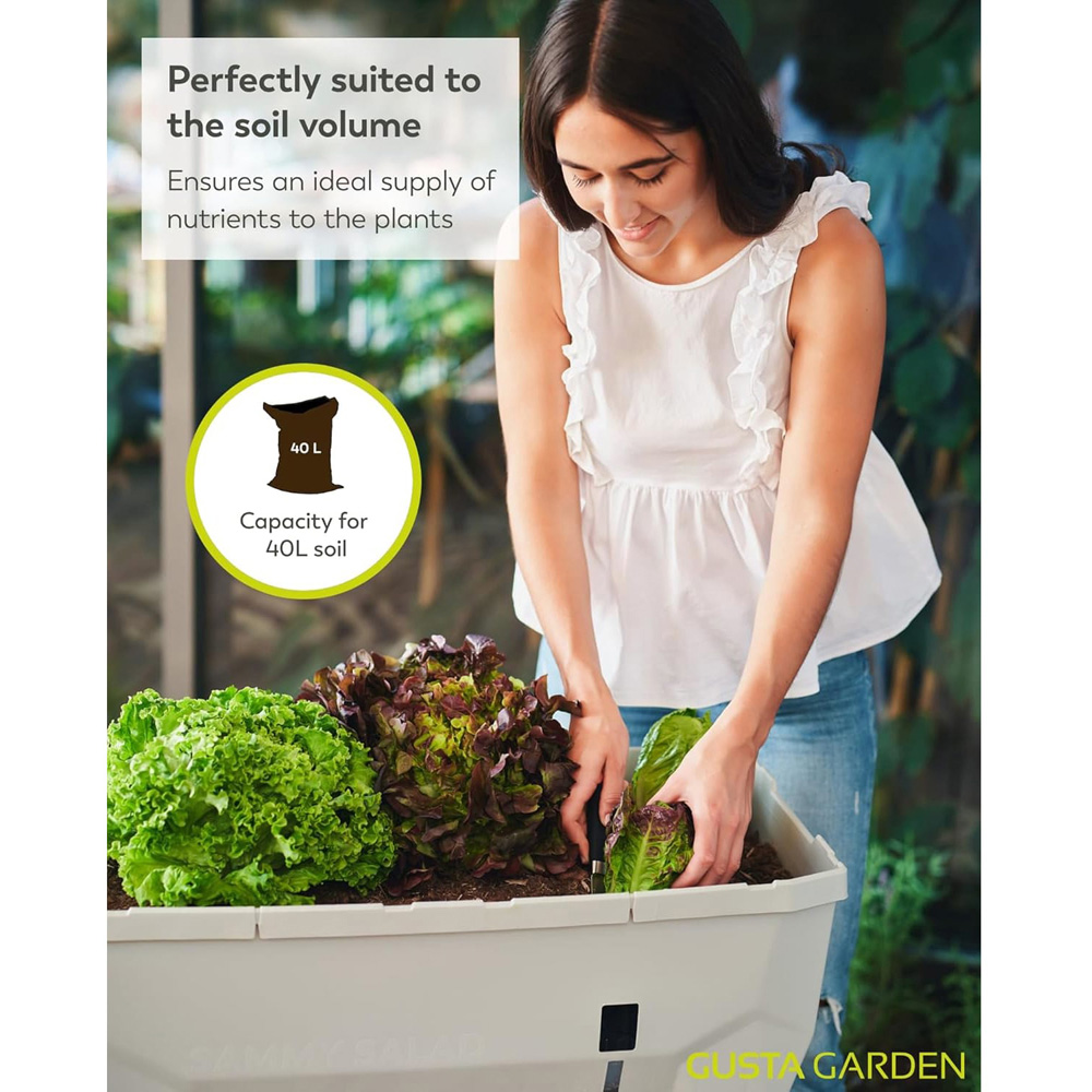 Gusta Garden Sammy Salad Light Grey Raised Bed with Water Tank and Cover Image 5