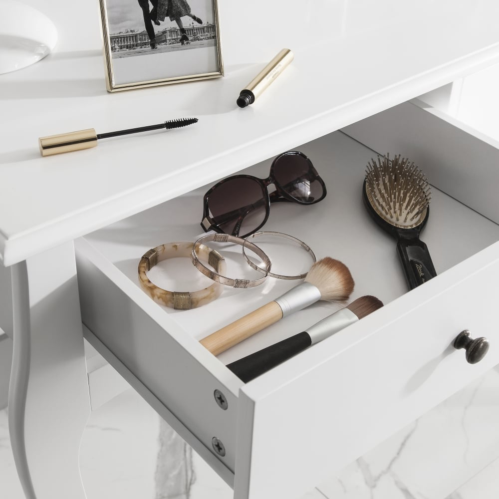 Noa and Nani Camille 2 Drawer White Dressing Table and Stool Set Image 5