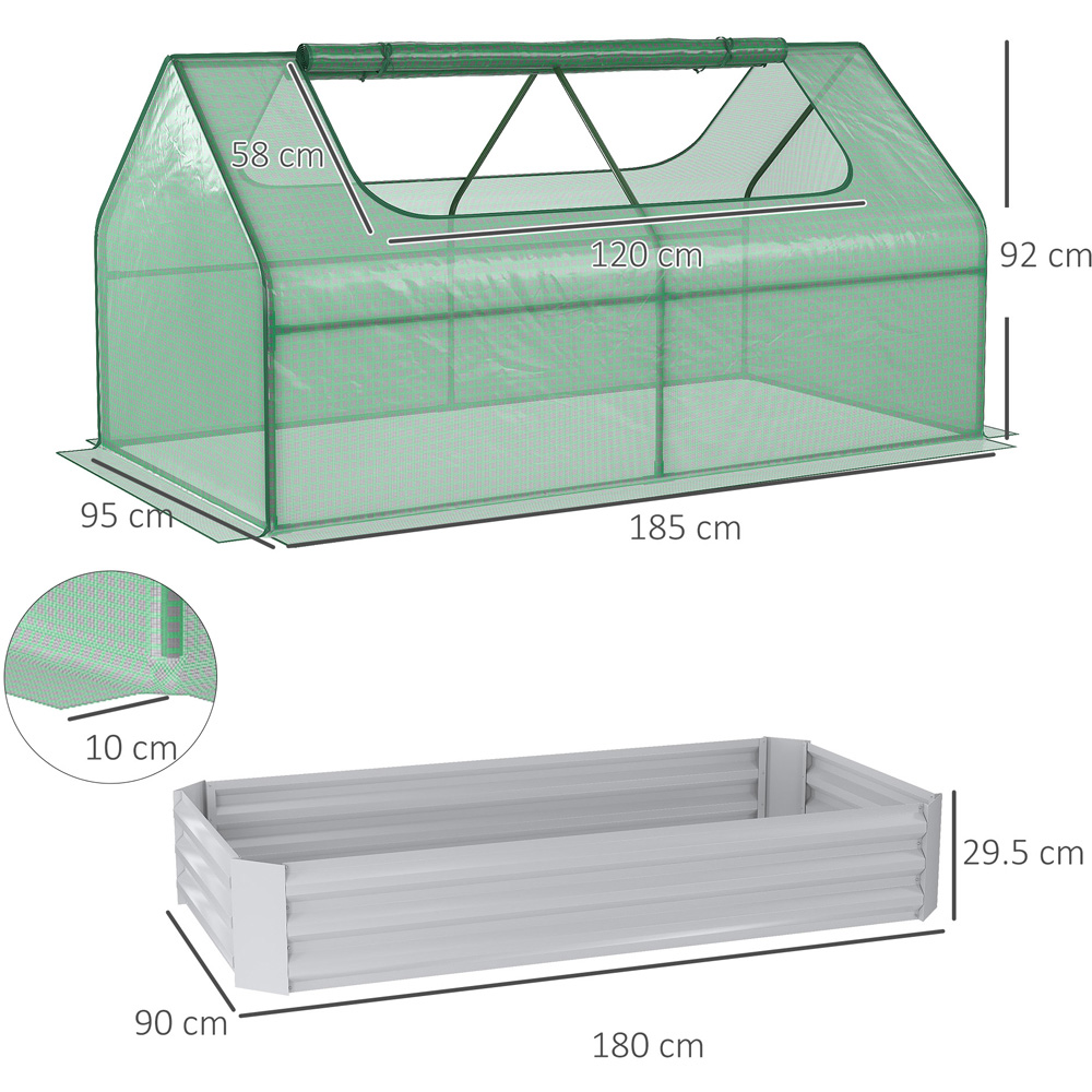 Outsunny Green Raised Garden Bed Planter with Greenhouse Image 8