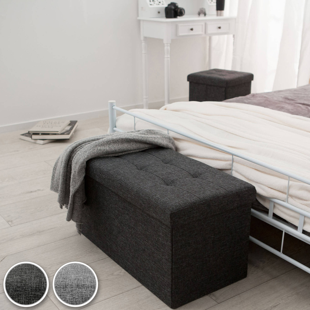 tectake Light Grey Foldable Padded Stool with Storage Image 8