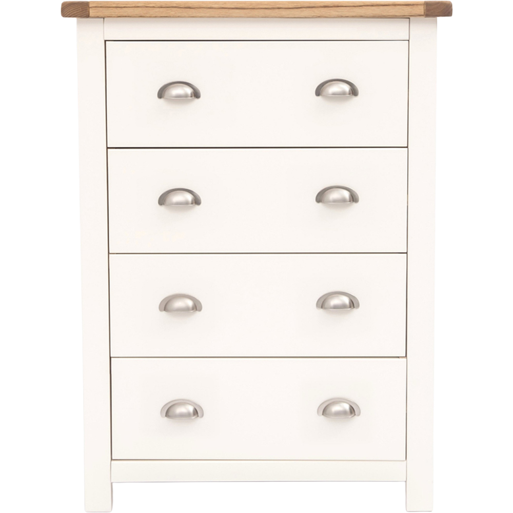 Cabinet Bits Lovere 4 Drawer Off White Chrome Cup Handle Chest of Drawers Image 2