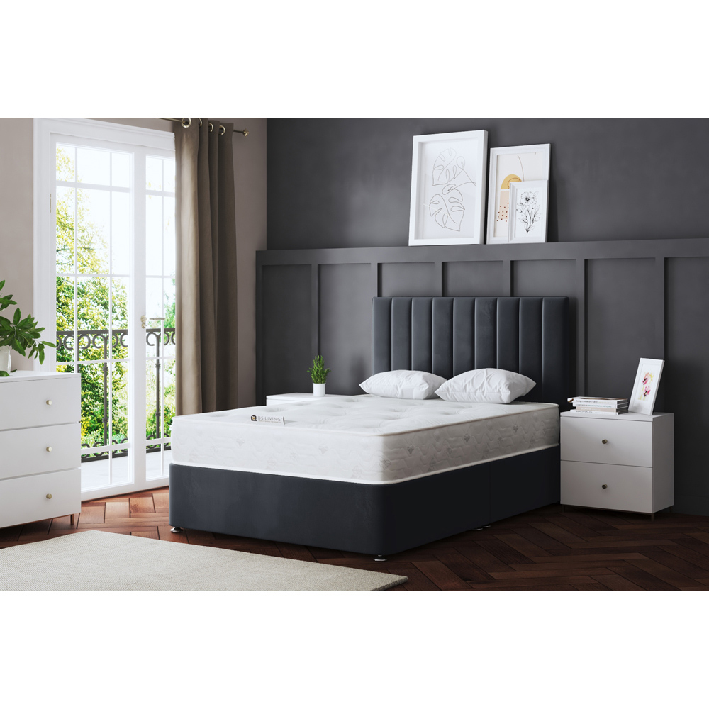 DS Living Amelia Small Double Steel Upholstered Panel Divan Bed with 2 Drawer Image 6