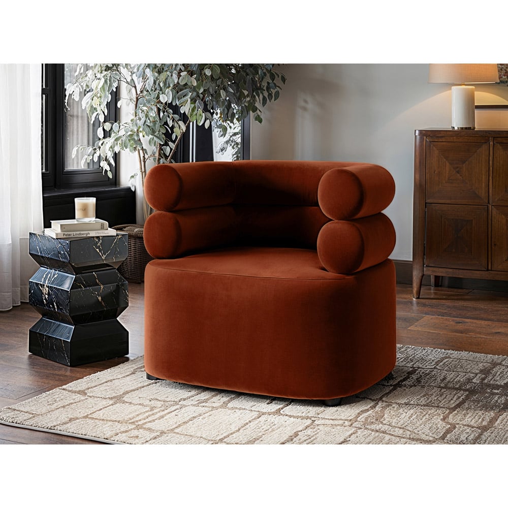 Solace+Co Tova Burnt Orange Velvet Accent Chair Image 6