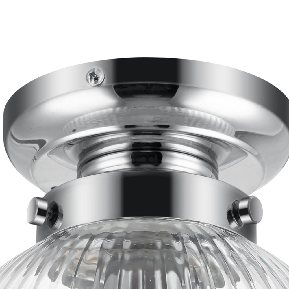 Cosylyte Finley Chrome Ribbed Glass Ceiling Light Image 5