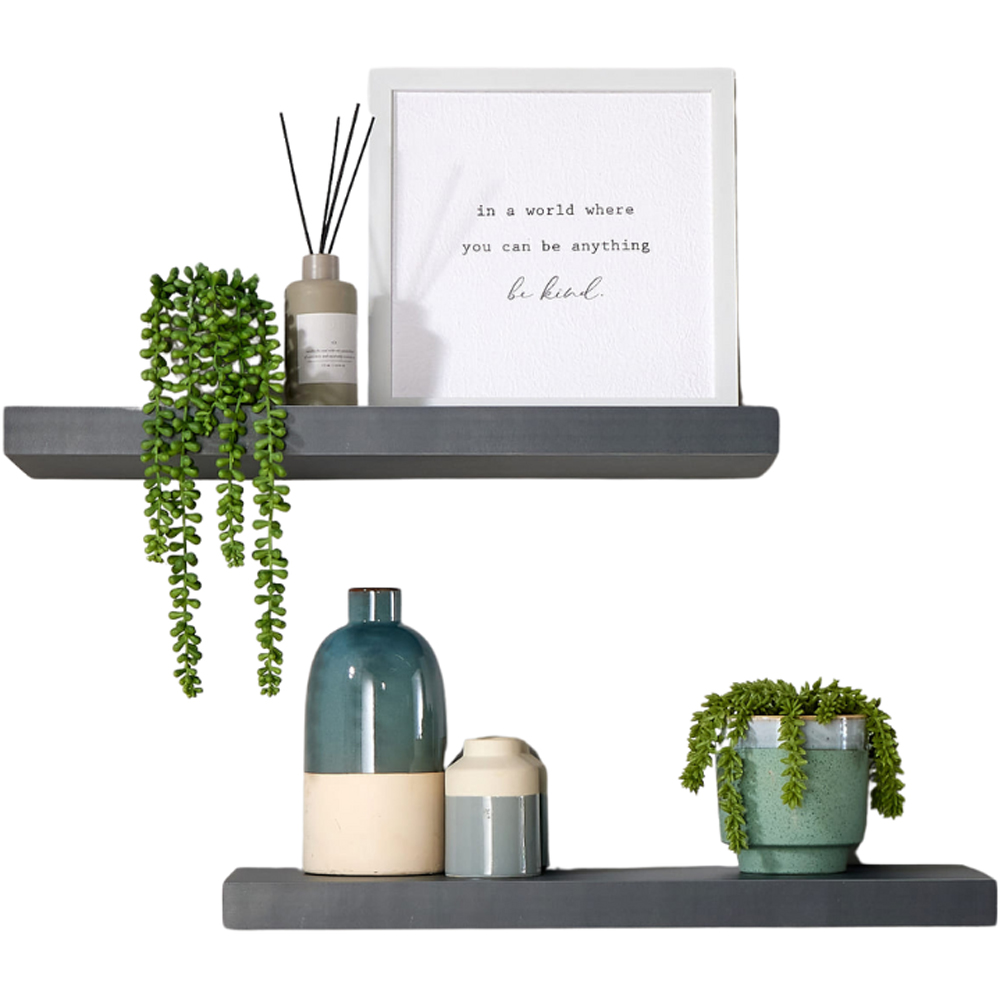 Home Source Cloud 60cm Grey Floating Wall Shelf Set of 2 Image 1