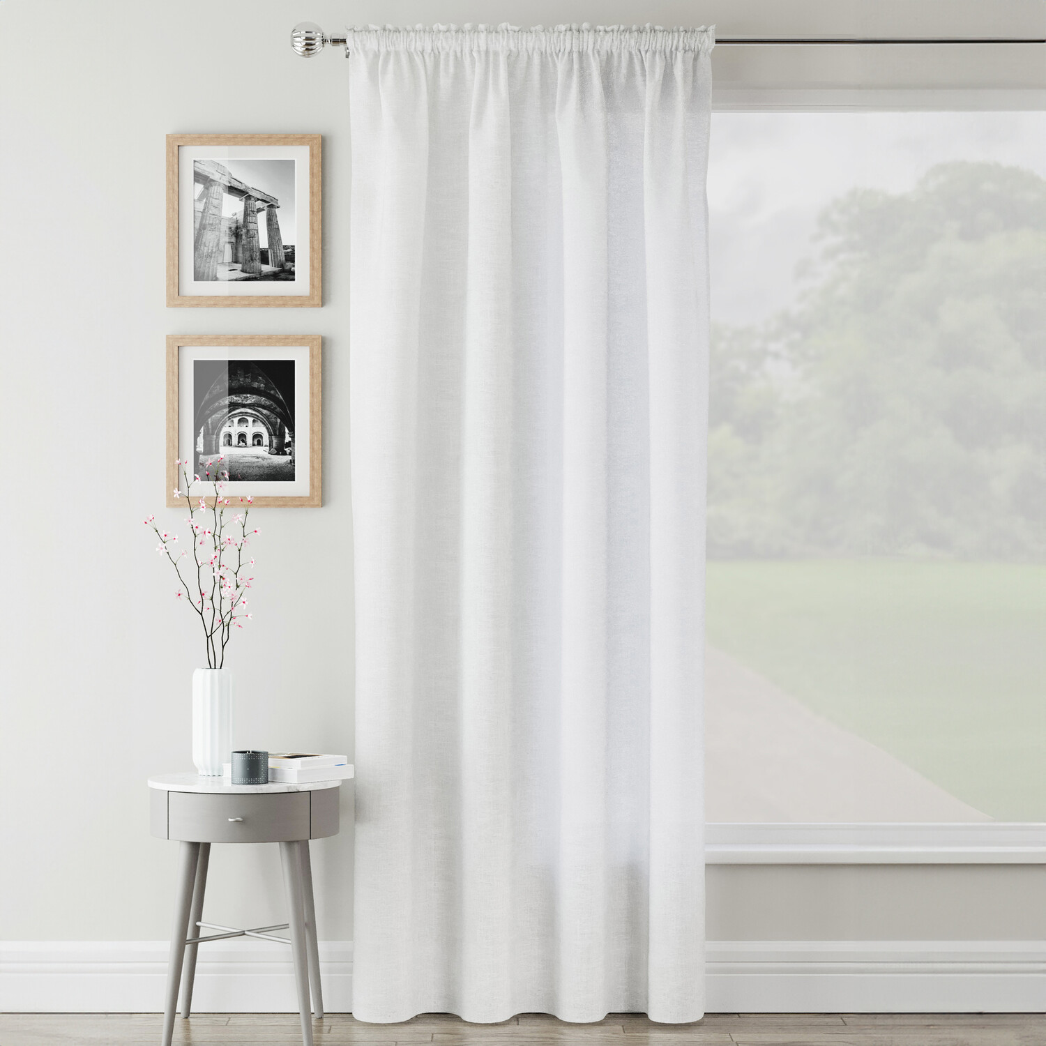 Rhodes Voile Panel Curtain - Silver / 229cm Image 1
