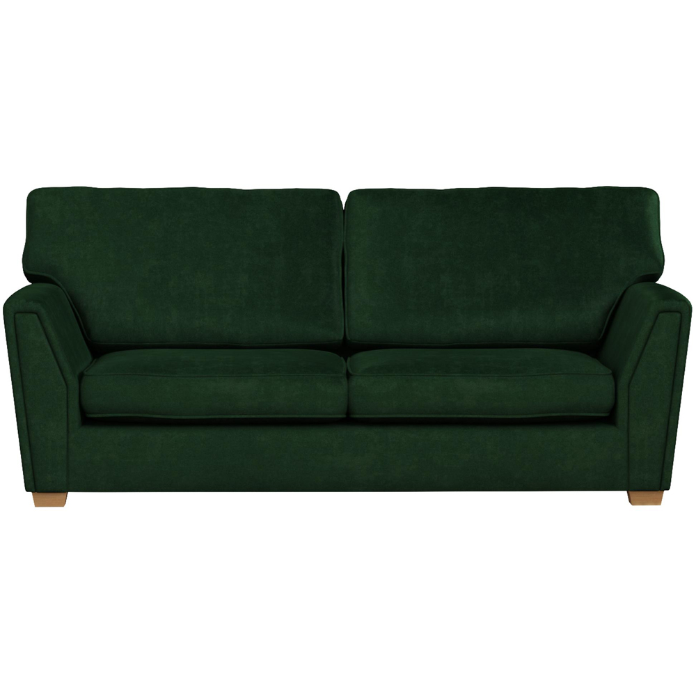 Wendleberry 3 Seater Forest Green Plush Velvet Fixed Back Sofa Image 2