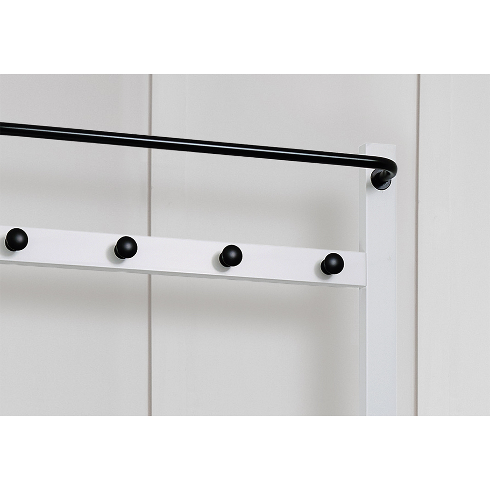 Noa and Nani Karlstad Single Door White Bathroom Cabinet with Coat Hooks and Rail Image 5
