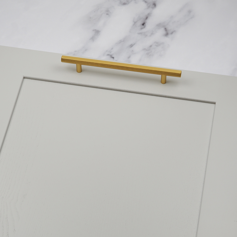 Handle & Home Brushed Brass Hexagon T-Bar Handle 160mm Image 4