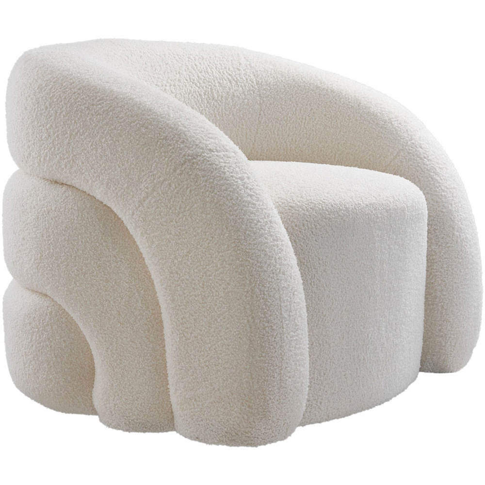 Living and Home White Velvet Artistic Wraparound Armchair Image 3